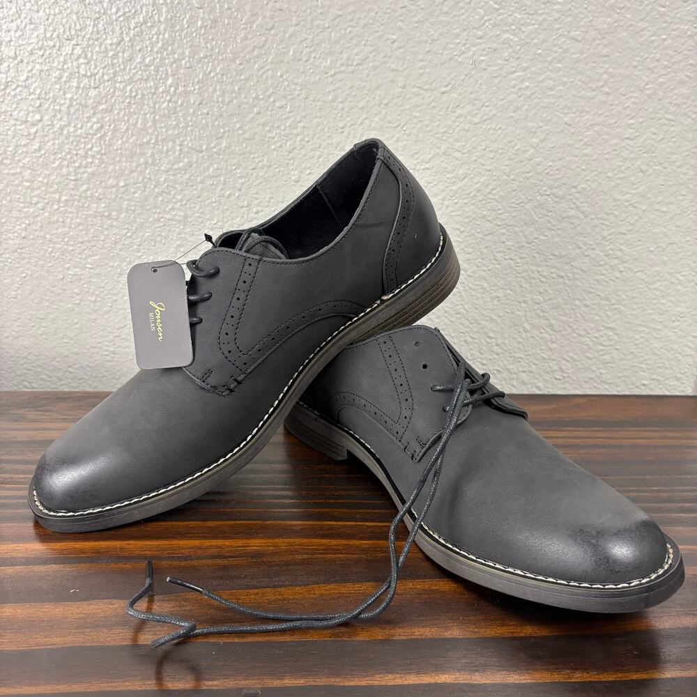 Jonsen Milan Men’s Size 9.5 Black Lace Up Cap Toe Formal Oxford Dress Shoes